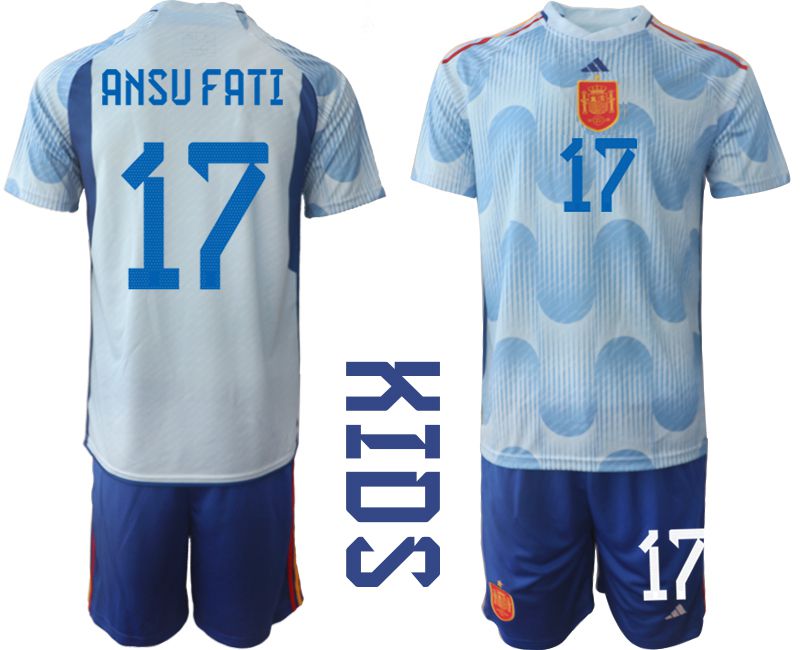 Youth 2022 World Cup National Team Spain away blue 17 Soccer Jersey
